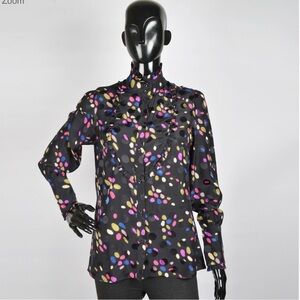 Reiss Black Silk Multi-Colored Polka
Dotted Top